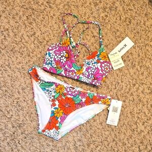 Brand NEW W/ tags Small Floral HURLEY Bikini 2 Piece Swimsuit